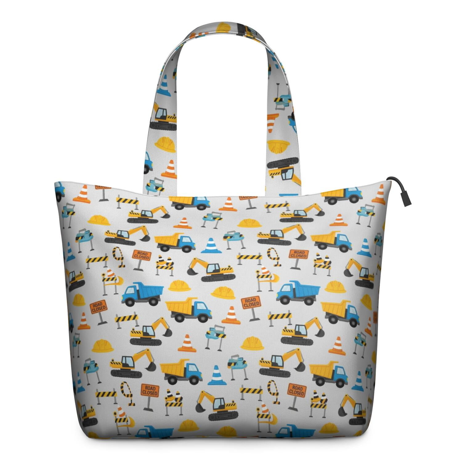 Cartoon Construction Vehicles Road Signs Travel Tote Bags for Women Carry On,Large Weekender Bags for Women Travel,Multi Functional Duffle Bag for Work,Shopping,Sports