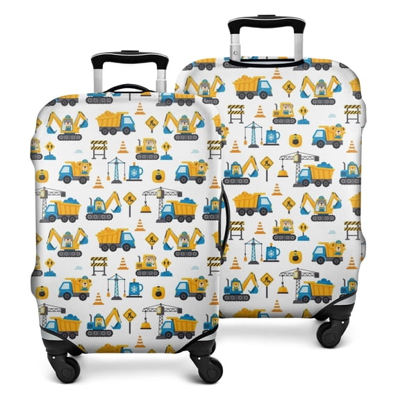Cartoon Construction Vehicles Safety Signs Luggage Cover Fashion Suitcase Cover Baggage Covers Fit 25-28 Inch Luggage (Go Travel)