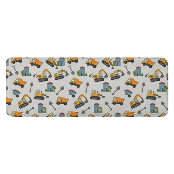 Cartoon Construction Vehicles Shovels Kitchen Rug Mat,Kitchen Runner Rugs Non Skid Washable,Decorative Kitchen Floor Mats for Kitchen,Sink,Laundry,17"x47.2"