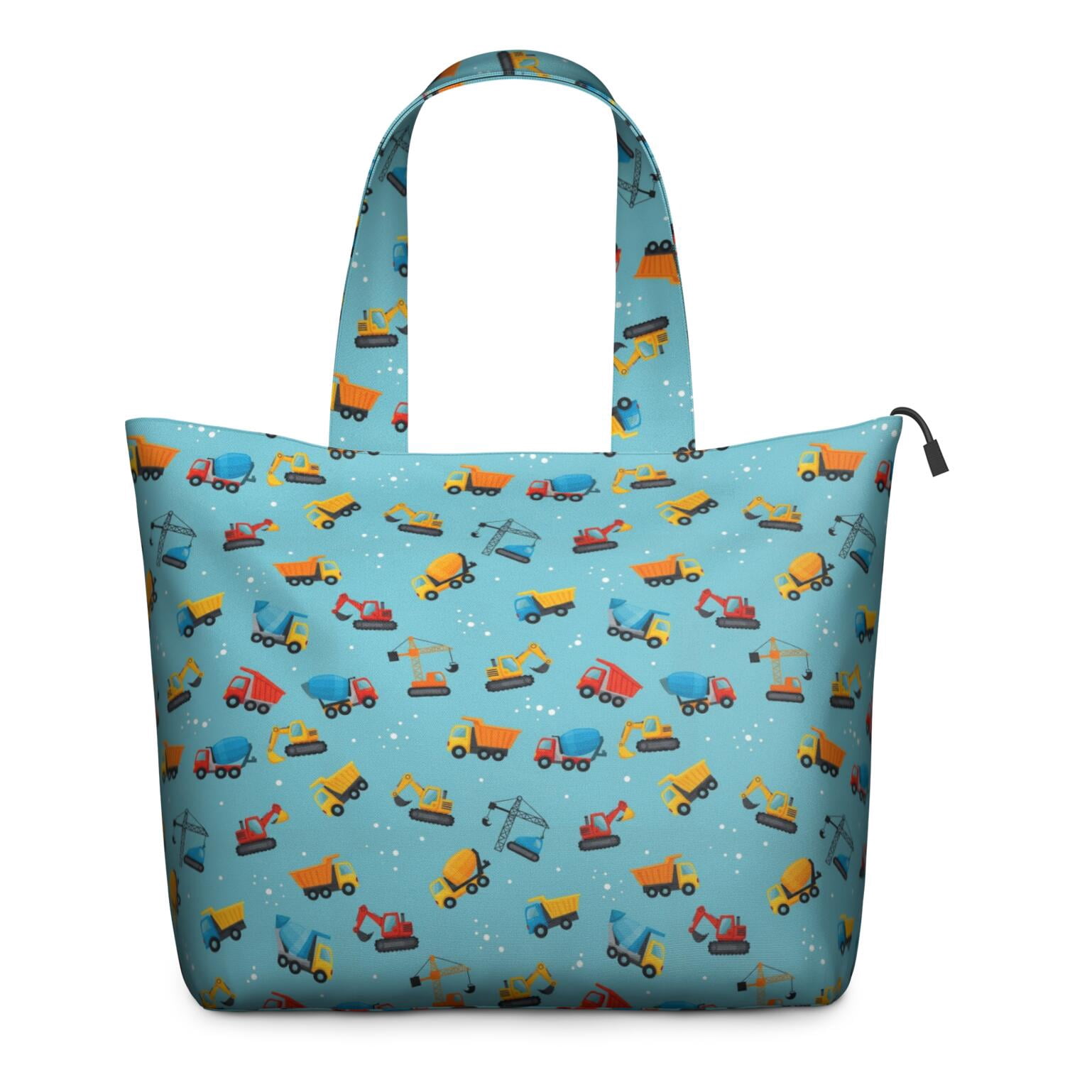 Cartoon Construction Vehicles Snowflakes Travel Tote Bags for Women Carry On,Large Weekender Bags for Women Travel,Multi Functional Duffle Bag for Work,Shopping,Sports