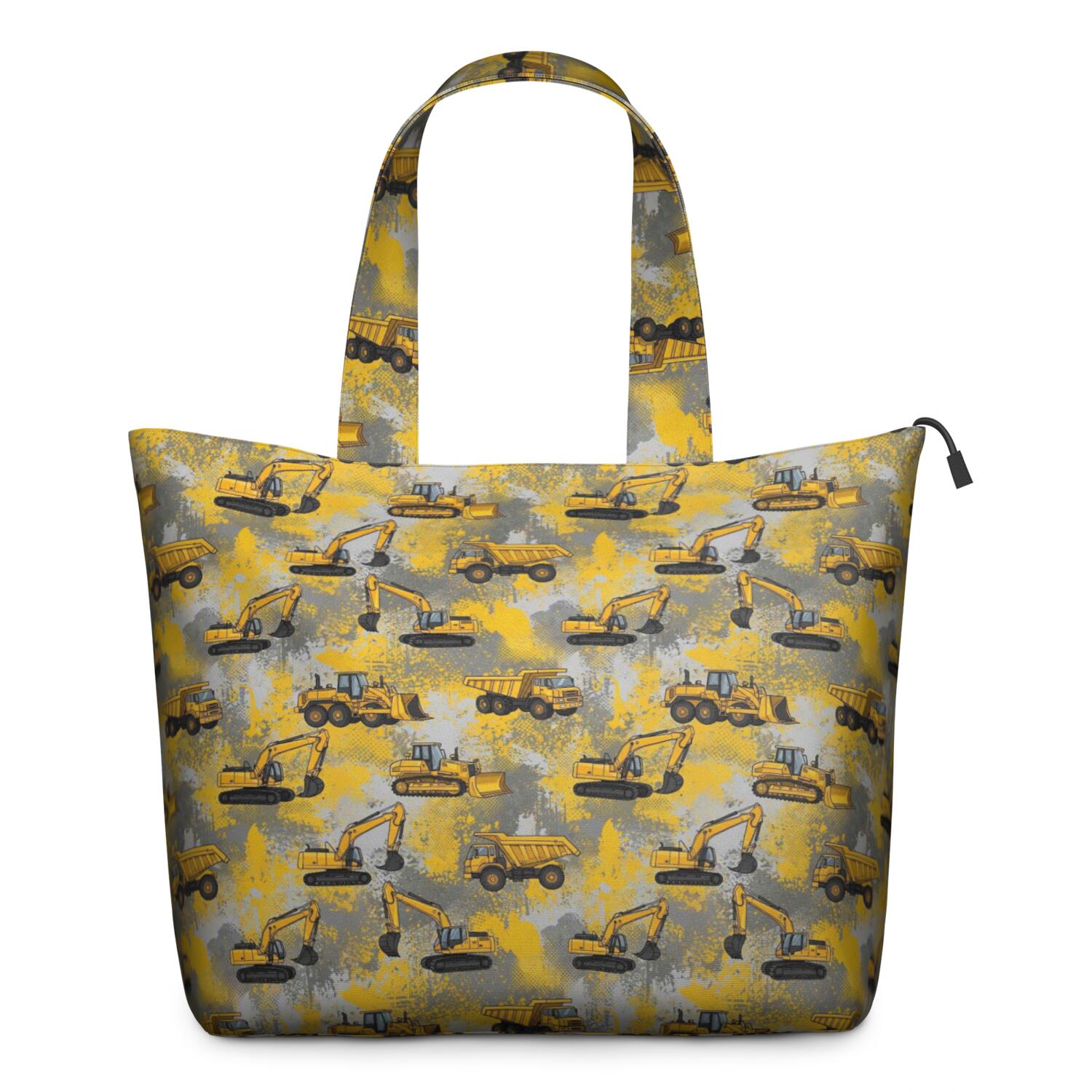 Cartoon Construction Vehicles Splashes Travel Tote Bags for Women Carry On,Large Weekender Bags for Women Travel,Multi Functional Duffle Bag for Work,Shopping,Sports
