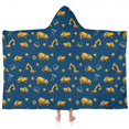 thumbnail image 1 of Cartoon Construction Vehicles Stars Dark Blue Pattern Hooded Bath Towel，60"x35" for Ages 3 To 12 Kids, Quick Dry Lightweight Soft Microfiber Hood Beach Towel Cover Up for Kids, 1 of 7