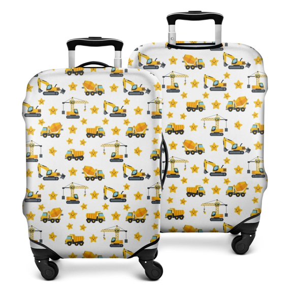 Cartoon Construction Vehicles Stars Luggage Cover Fashion Suitcase Cover Baggage Covers Fit 25-28 Inch Luggage (Go Travel)