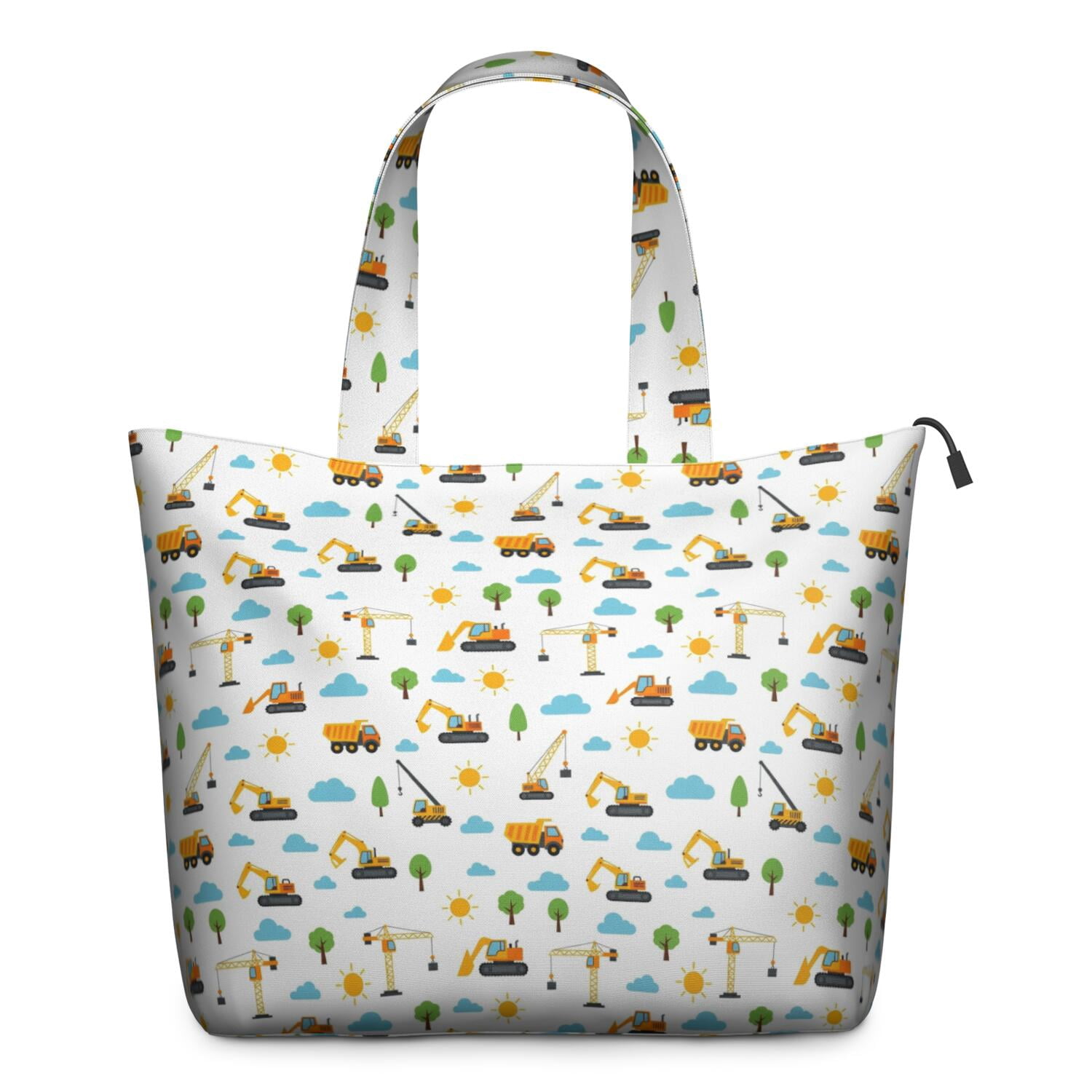 Cartoon Construction Vehicles Suns Travel Tote Bags for Women Carry On,Large Weekender Bags for Women Travel,Multi Functional Duffle Bag for Work,Shopping,Sports