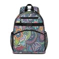 thumbnail image 1 of Blue Pioneer Flower and Paisley Pattern Backpack for School,Cute School Bag,Schoolbag with Adjustable Shoulder Straps & Padded Back,15.25"x11.5"x5.25", 1 of 5