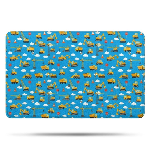 Cartoon Construction Vehicles Traffic Cones Bathroom Rugs Mat,Non Slip Microfiber Bathroom Rug,Rubber Backing,Soft Bathroom Mats for Bathroom Floor,Tub and Shower,20x32in(50x80cm)