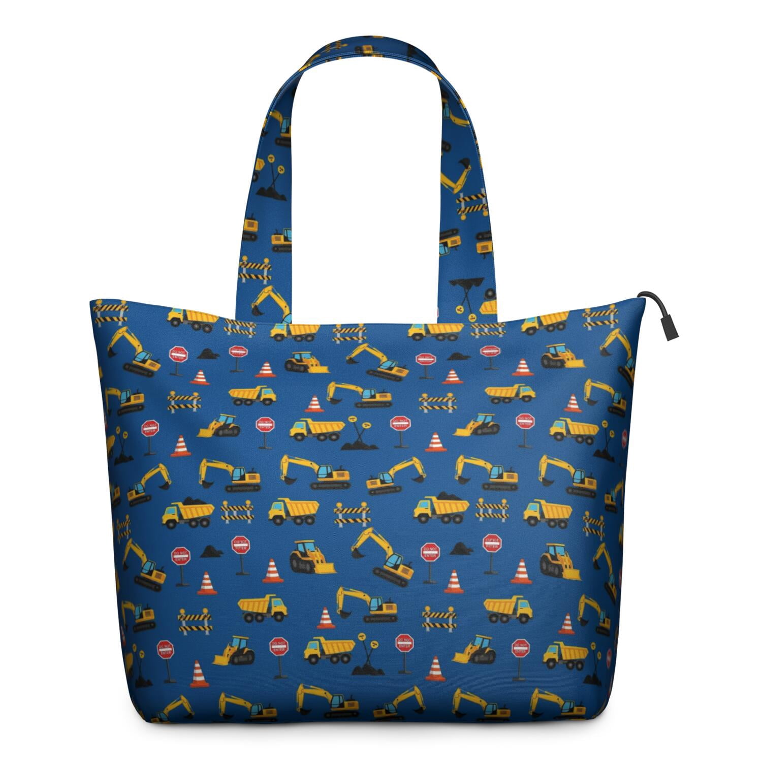 Cartoon Construction Vehicles Traffic Signs Travel Tote Bags for Women Carry On,Large Weekender Bags for Women Travel,Multi Functional Duffle Bag for Work,Shopping,Sports