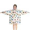thumbnail image 1 of Cartoon Construction Vehicles Trees Blanket Hoodies for Kids 6-13YR Oversize Wearable Blanket Hoodies for Boys Girls Teens, 1 of 7