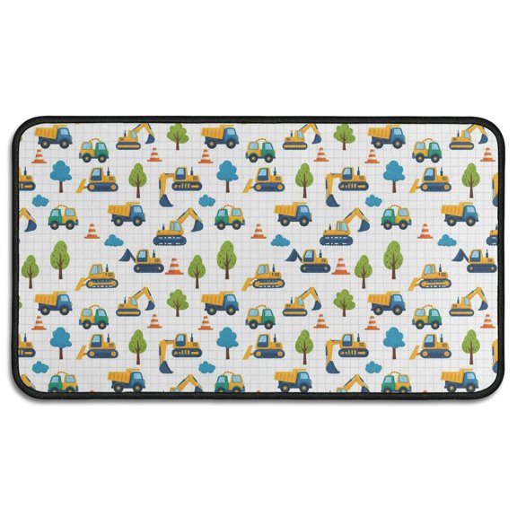 Cartoon Construction Vehicles Trees Door Rugs,Washable Non Slip Door Mats Indoor,Decorative Door Mats,Entry Mat Indoor for Entrance,Bedroom,Kitchen,Bathroom,30"x17"
