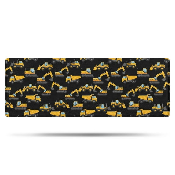 Cartoon Construction Vehicles Trucks Bathroom Rugs Mat,Non Slip Microfiber Bathroom Rug,Rubber Backing,Soft Bathroom Mats for Bathroom Floor,Tub and Shower,47x17in(120x43cm)