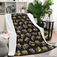 thumbnail image 1 of Cartoon Construction Vehicles Yellow Black Pattern Blanket,Comfortable Soft Lamb Wool Throw Blanket,All Season,Warm Lightweight Blankets for Sofa Bed Couch Living Room Chair,50"x60", 1 of 4