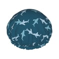 thumbnail image 1 of Cartoon Cool Cute Shark_B Shower Cap, Double Layers Shower Cap Rreusable Waterproof, Elastic Bathing Hair Hat for Women, Washable Hair Cap for All Hair Lengths, 1 of 5