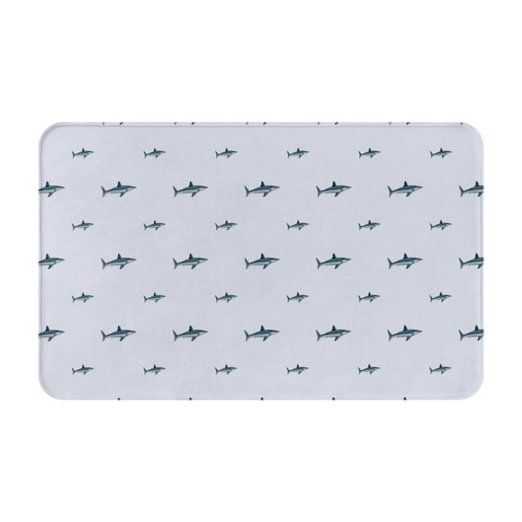 Cartoon Cool Shark_A Front Door Mat, Indoor Mats for Bedroom Bathroom Kitchen, Floor Mat Non-Slip, Soft Carpet Floor Cover Machine Washable Entryway Mat - 20x31.5in