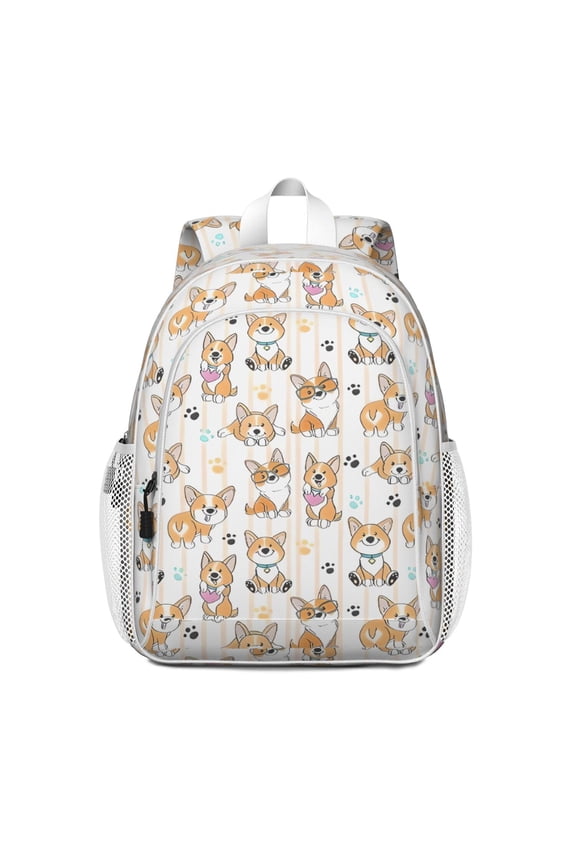 Cartoon Corgi Backpack for School,Cute School Bag,Schoolbag with Adjustable Shoulder Straps & Padded Back,15"x11.42"x5.5"