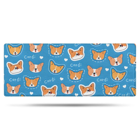 Cartoon Corgi Bathroom Rugs Mat,Non Slip Microfiber Bathroom Rug,Rubber Backing,Soft Bathroom Mats for Bathroom Floor,Tub and Shower,60x24in(150x60cm)