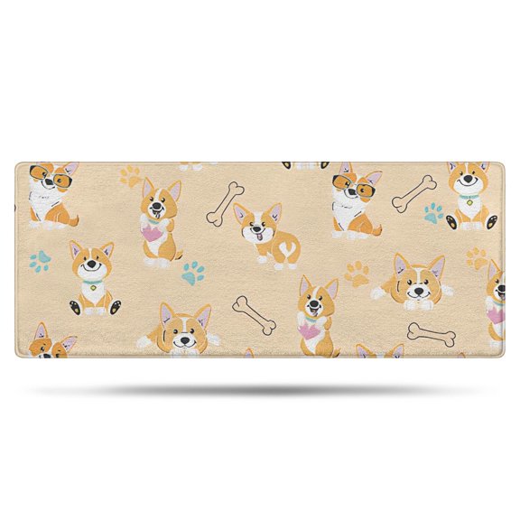 Cartoon Corgi Bathroom Rugs Mat,Non Slip Microfiber Bathroom Rug,Rubber Backing,Soft Bathroom Mats for Bathroom Floor,Tub and Shower,60x24in(150x60cm)