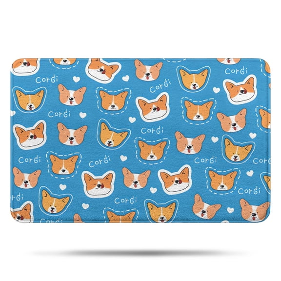 Cartoon Corgi Bathroom Rugs Mat,Non Slip Microfiber Bathroom Rug,Rubber Backing,Soft Bathroom Mats for Bathroom Floor,Tub and Shower,17x27in(43x68cm)