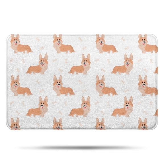 Cartoon Corgi Bathroom Rugs Mat,Non Slip Microfiber Bathroom Rug,Rubber Backing,Soft Bathroom Mats for Bathroom Floor,Tub and Shower,17x27in(43x68cm)