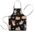 thumbnail image 1 of Cartoon Corgi Dog and Footprints Kids Aprons for Girls and Boys,Adjustable Neck Strap Toddler Aprons for Kids Cooking Baking, 1 of 7