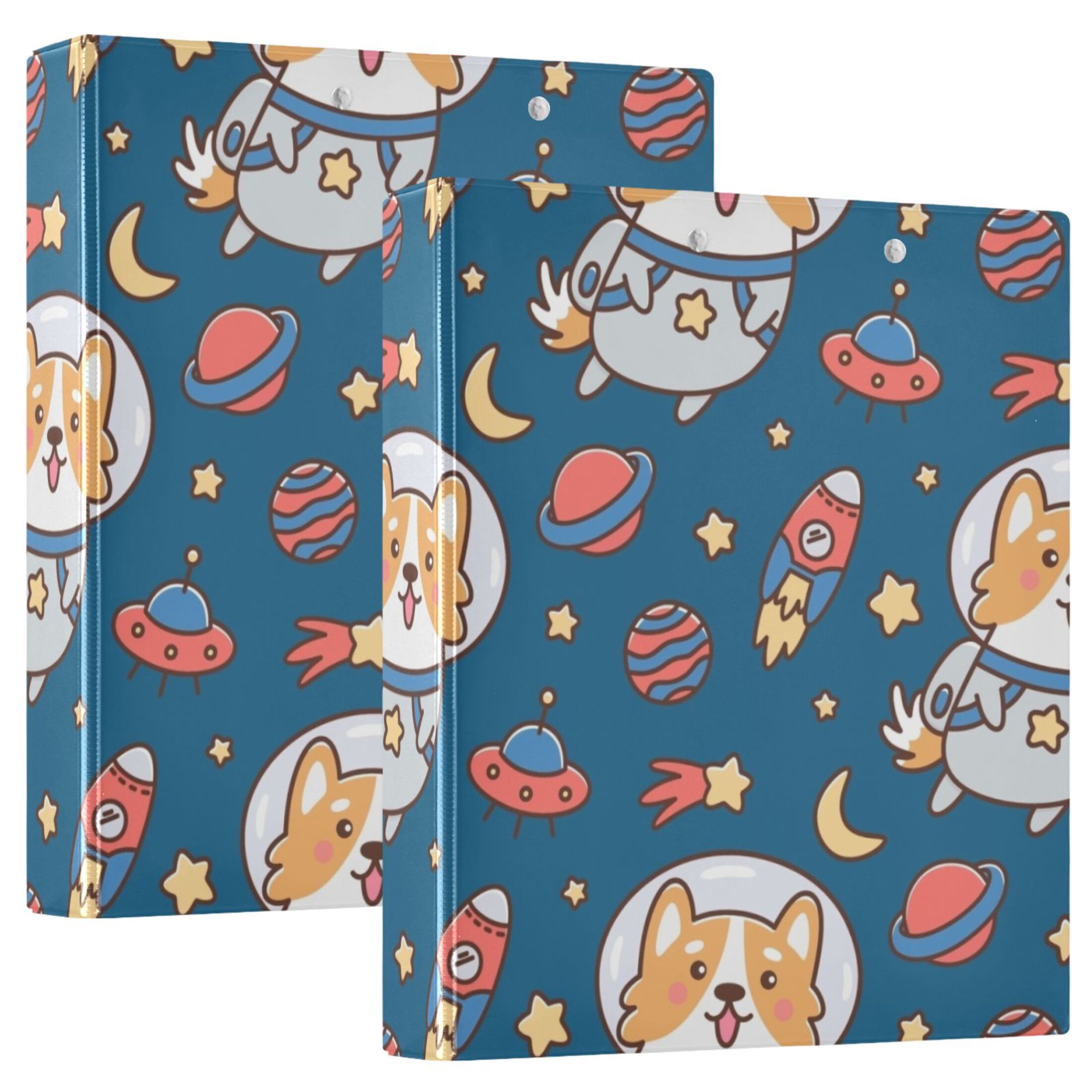 Cartoon Dogs with Space Hardcover 3 Ring Binder 1.5 inch Round