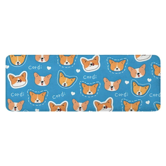 Cartoon Corgi Kitchen Rug Mat,Kitchen Runner Rugs Non Skid Washable,Decorative Kitchen Floor Mats for Kitchen,Sink,Laundry,17"x47.2"