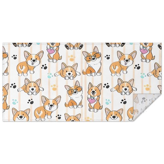 Cartoon Corgi Rectangle Tablecloth 60"x120",Waterproof Polyester Rectangle Table Cloth, Wipeable Spillproof Polyester Tablecloth for Dining, Camping, Indoor and Outdoor