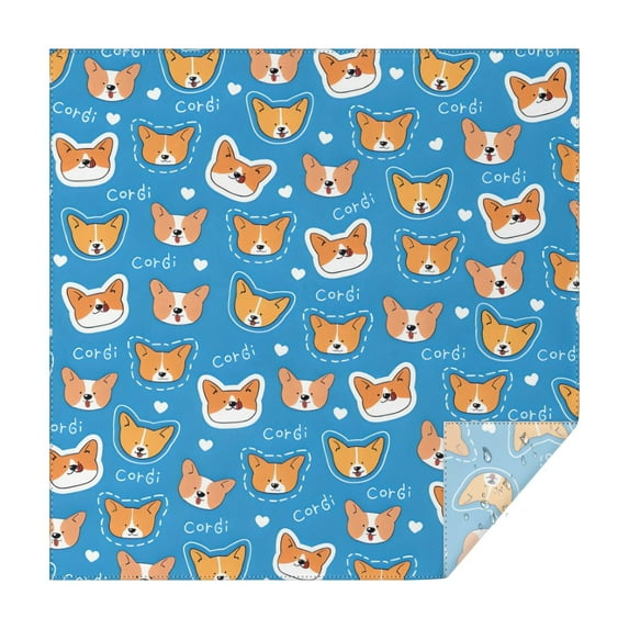 Cartoon Corgi Square Tablecloth,Waterproof Square Table Cover,Wipeable Spillproof Washable Table Cover for Home Kitchen Party Decor 60"x60"(152x152cm)