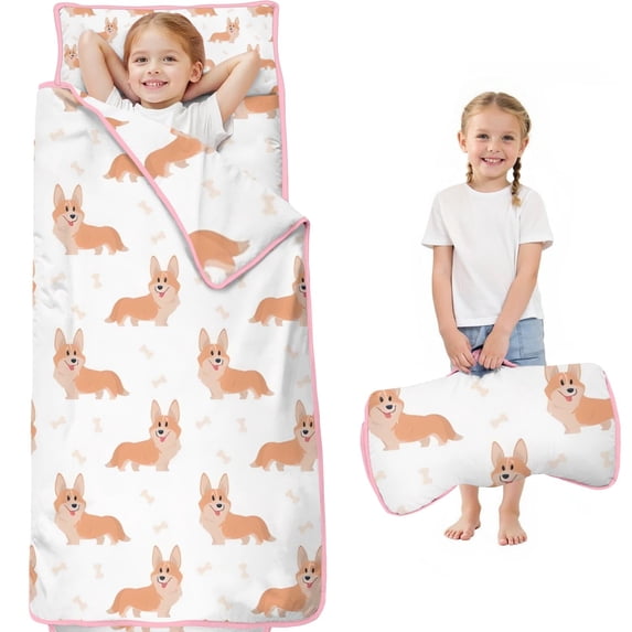 Cartoon Corgi Toddler Nap Mats for Kids Preschool,Sleeping Mat Bag or Kids,Toddler Sleeping Bag,Toddler Nap Mat or Daycare