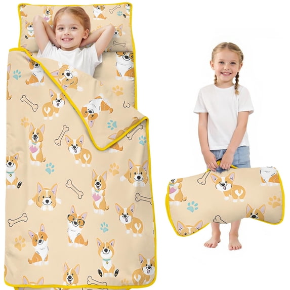 Cartoon Corgi Toddler Nap Mats for Kids Preschool,Sleeping Mat Bag or Kids,Toddler Sleeping Bag,Toddler Nap Mat or Daycare