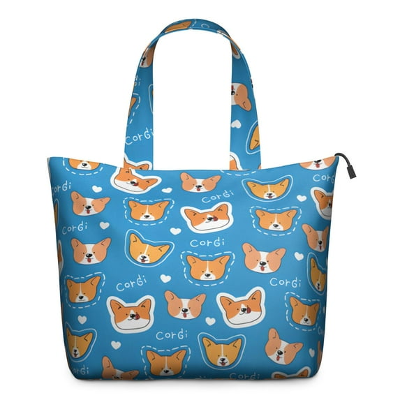 Cartoon Corgi Travel Tote Bags for Women Carry On,Large Weekender Bags for Women Travel,Multi Functional Duffle Bag for Work,Shopping,Sports