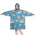 thumbnail image 1 of Cartoon Corgi Wearable Oversized Blanket,Wearable Blanket Hoodie for Adults,Cozy Hooded Blankets with Super Pockets,Super Warm Fuzzy Pullover for Women & Men, 1 of 6