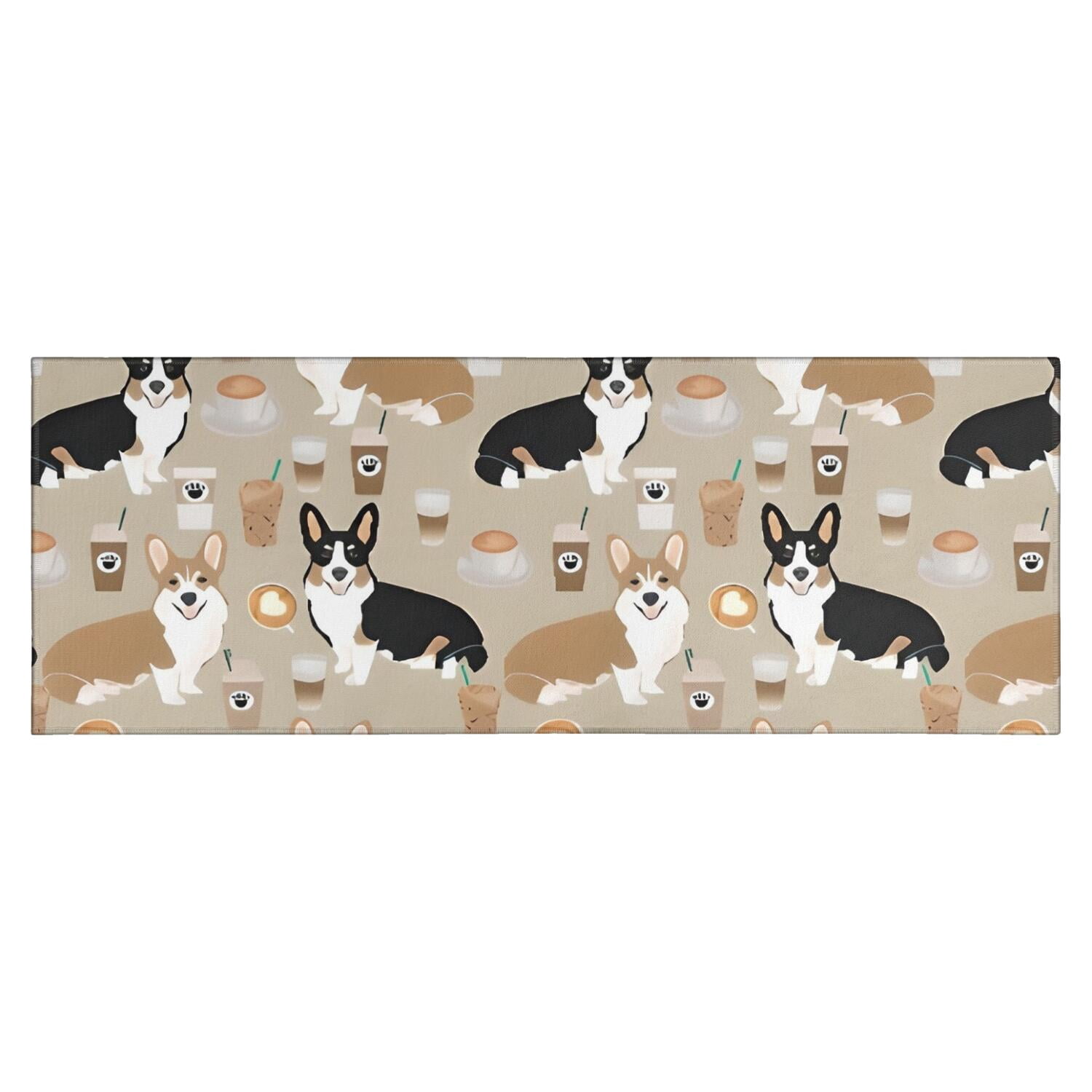 Cartoon Corgi and Coffee Kitchen Rug Mat,Kitchen Runner Rugs Non Skid ...