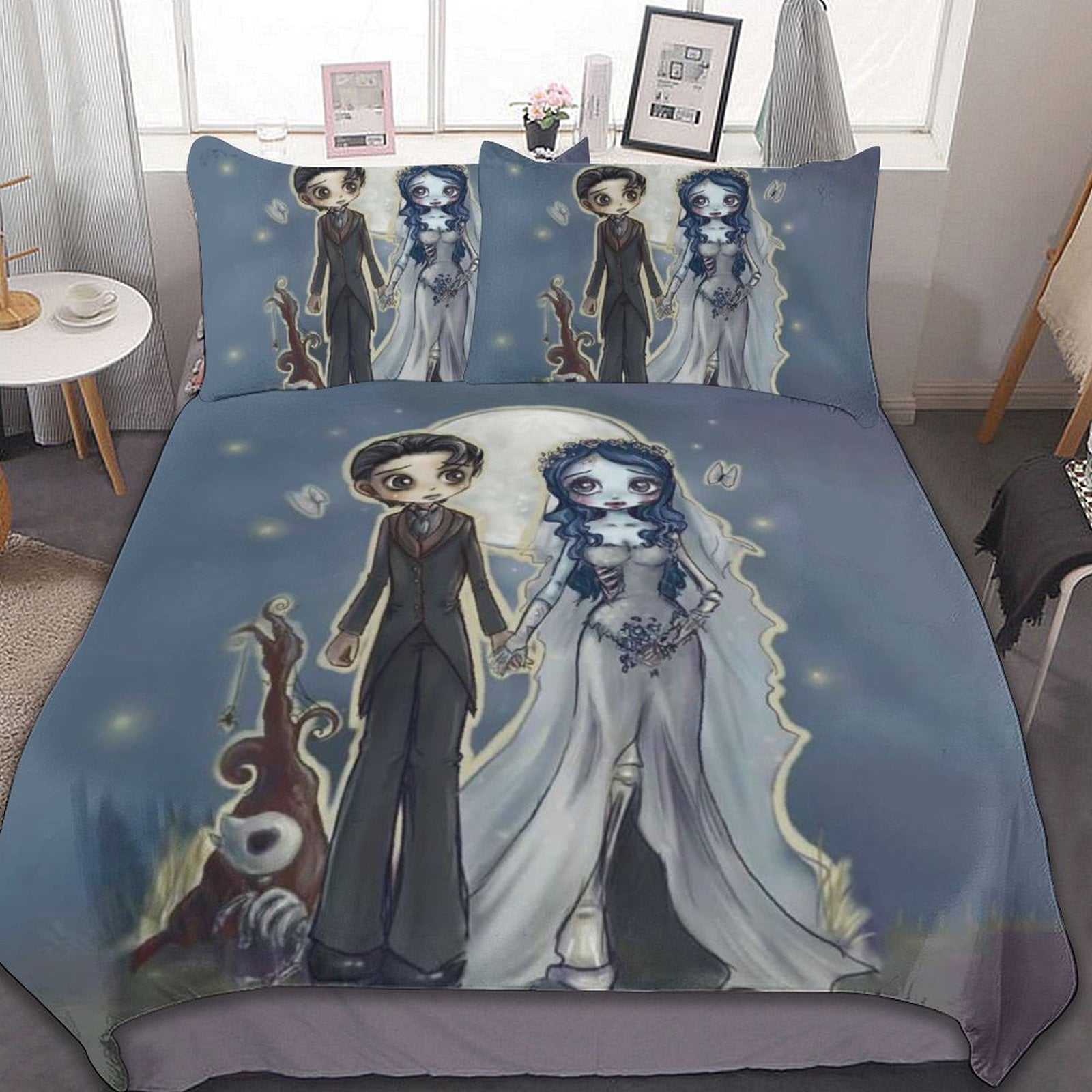 Cartoon Corpse Bride 3 Piece Bedding Sets Decor Comforter Sets With One ...