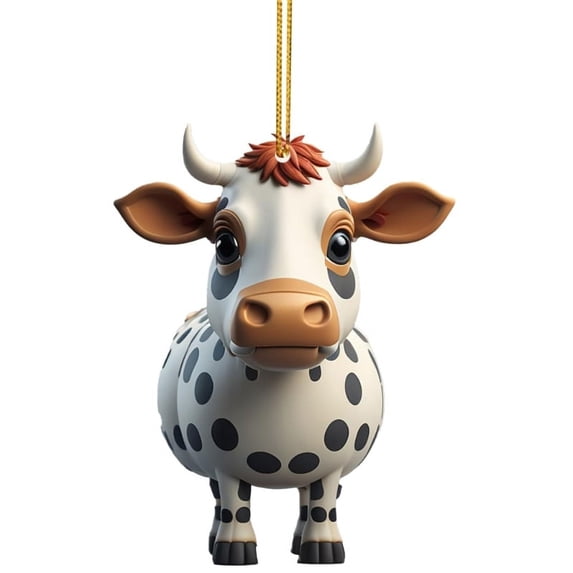 Cartoon Cow Car Pendant Rearview Mirror Pendants Adorable Tree Decoration Acrylic Cow Cartoon Shape Ornament