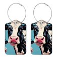 thumbnail image 1 of Cartoon Cow Luggage Tag, Travel Tags, Handbag Tag - Square PU Leather 2 Pack with Privacy Cover and Stainless Steel Ring - Suitable for Travel, Backpack, Handbag [Amazon Approved], 1 of 7