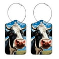 thumbnail image 1 of Cartoon Cow Luggage Tag, Travel Tags, Handbag Tag - Square PU Leather 2 Pack with Privacy Cover and Stainless Steel Ring - Suitable for Travel, Backpack, Handbag [Amazon Approved], 1 of 7