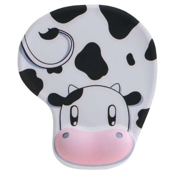 Cartoon Cow Mouse Pad With Integrated Wrist Cushion Firm Rubber Grip Wrist Support Mousepad For Desktop Stability