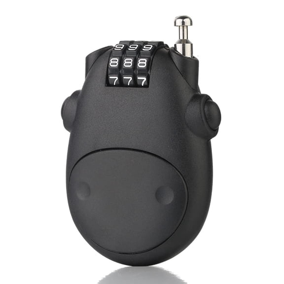 Cartoon Cow-Shaped Combination Cable Lock for Bike - 3-Digit Password Resettable Code Lock with Retractable Steel Wire Black 1Pc