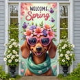 thumbnail image 1 of Cartoon Cow Welcome Banner Sunflower Design Farm Display Bee Pattern Purple Bow Spring Backdrop for Farmhouse Decoration Spring Party Welcome Ceremony, 1 of 9