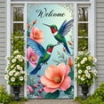 thumbnail image 1 of Cartoon Cow Welcome Banner Sunflower Design Farm Display Bee Pattern Purple Bow Spring Backdrop for Farmhouse Decoration Spring Party Welcome Ceremony, 1 of 9