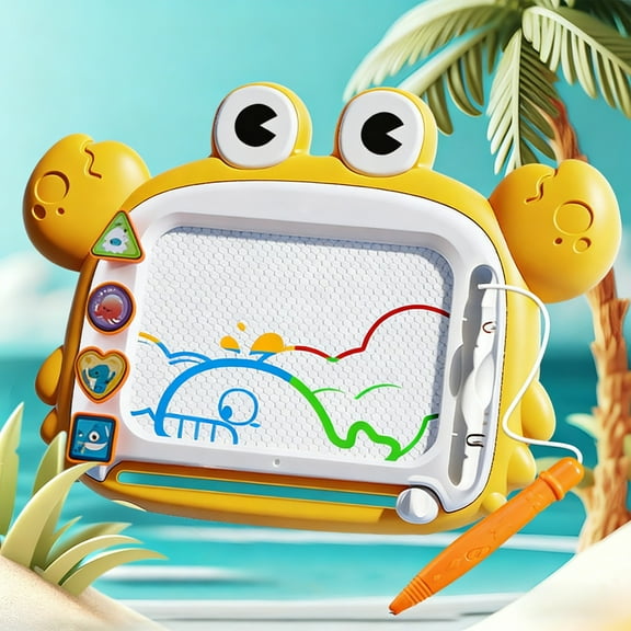 Cartoon Crab Magnetic Color Graffiti Sketchpad, Kids Erasable Reusable Writing Drawing Board Toy,Ideal Toddler Toys Birthday Gift for Boys Girls 2 3 4 5 6 Years Old,Yellow