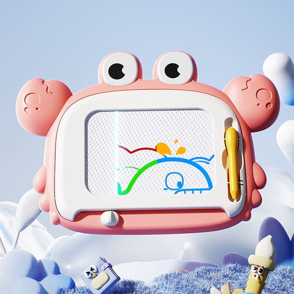 Cartoon Crab Magnetic Drawing Board, Educational Toys, Etch a Sketch Style Drawing Pad for Kids, Easel for Toddlers 2-4 Years for Birthday Easter Christmas Halloween Gift, Pink