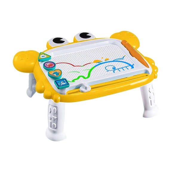 Cartoon Crab Magnetic Sketch Pad with Stable Base Reusable Doodle Board Erasable Writing Toy for Creative Learning and Artistic Fun Yellow