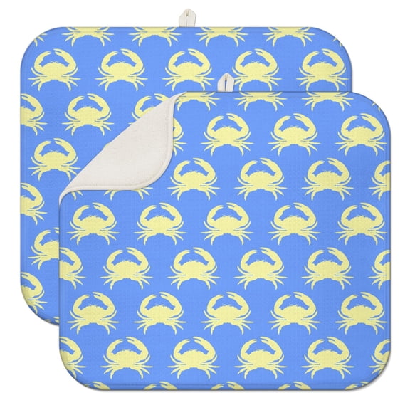 Cartoon Crab Seaweed Coffee Mat Tropical Underwater Marine Life Coral Ocean Crab JellyCrab Beach Cute Waves Kitchen Decor For Kitchen Counter Use