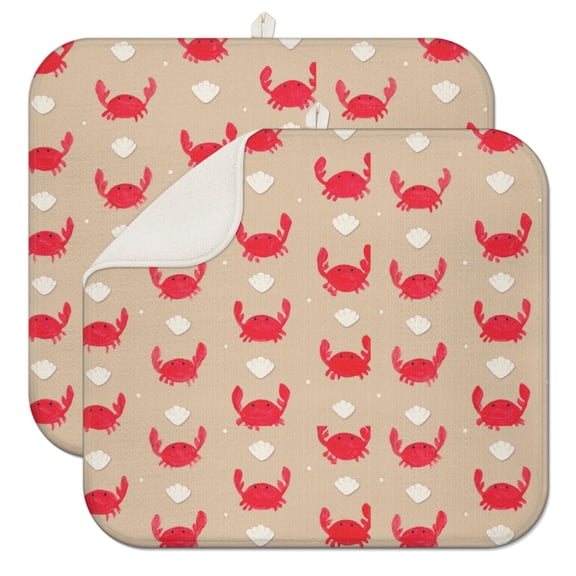 Cartoon Crab Seaweed Coffee Mat Tropical Underwater Marine Life Coral Ocean Crab JellyCrab Beach Cute Waves Kitchen Decor For Kitchen Counter Use