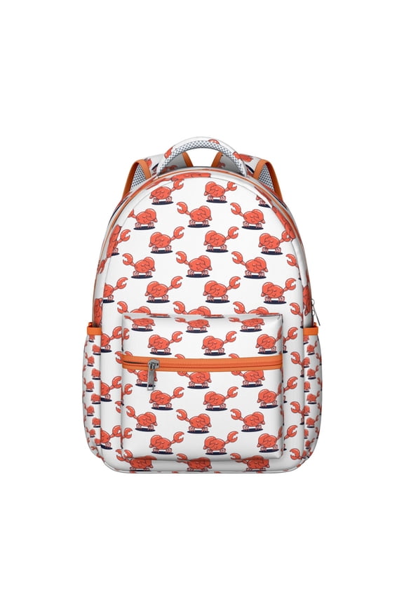 Cartoon Crab and Tropical Sea Life Backpack Waterproof Scratch-Resistant Composite Oxford Cloth with Colorful Nautical Ocean Print, Comfortable Adjustable Straps, Large Capacity