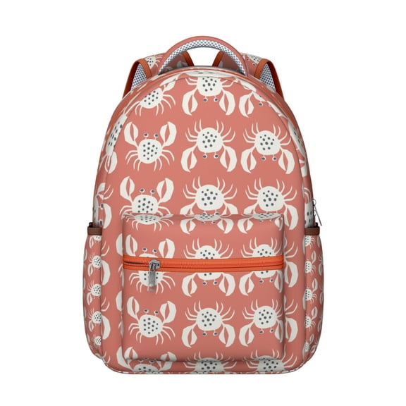 Cartoon Crab and Tropical Sea Life Backpack Waterproof Scratch-Resistant Composite Oxford Cloth with Colorful Nautical Ocean Print, Comfortable Adjustable Straps, Large Capacity