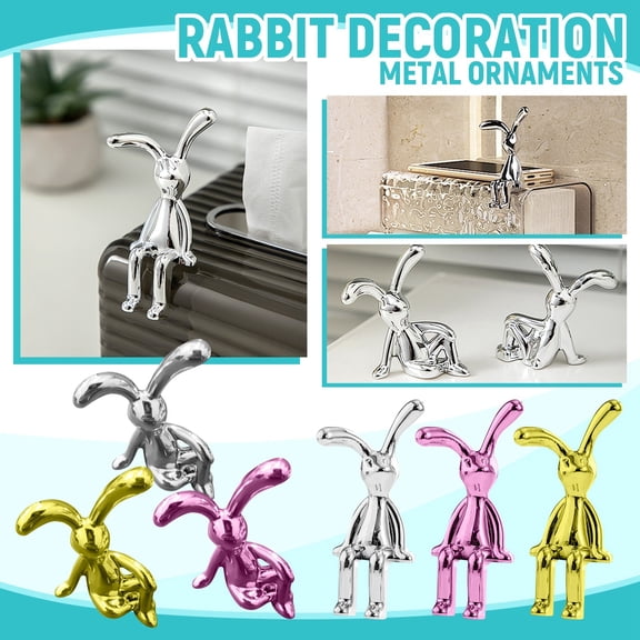 Cartoon Creative Sitting Posture Long Eared Adhesive Ornament, Stylish Playful Sticky Figurine With Unique Long Ears & Sitting Design, Versatile Desktop Home Office Locker Decor