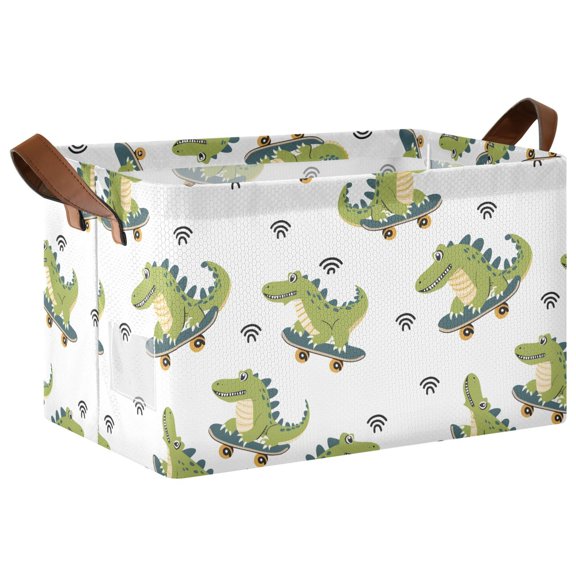 Cartoon Crocodile Collapsible Storage Bin Open Home Shelf Basket Water-Resistant Iron Frame Large 2 Pack