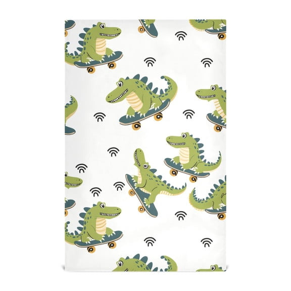 Cartoon Crocodile Kitchen Towels Waffle Weave Decorative Tea Towels Multi Use Dishcloths 28x18in